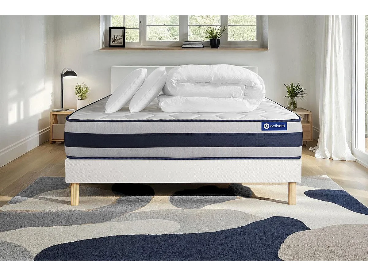 Compleet bedpakket - Matras 200x200 cm + Lattenbodem (kit) + 2 kussens + Dekbed - Actimemo Ergo