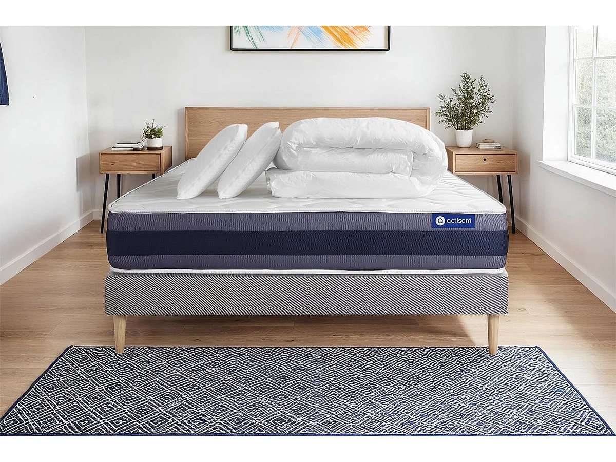 Compleet bedpakket - Matras 200x200 cm + Lattenbodem (kit) + 2 kussens + Dekbed - Actimemo Morpho