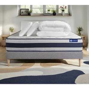 Compleet bedpakket – Matras 140×190 cm + Boxspring met lattenbodem (in kit) + 2 kussens + Dekbed – Actiflex Ergo Compleet bedpakket – Matras 140×190 cm + Boxspring met lattenbodem (in kit) + 2 kussens + Dekbed – Actiflex Ergo