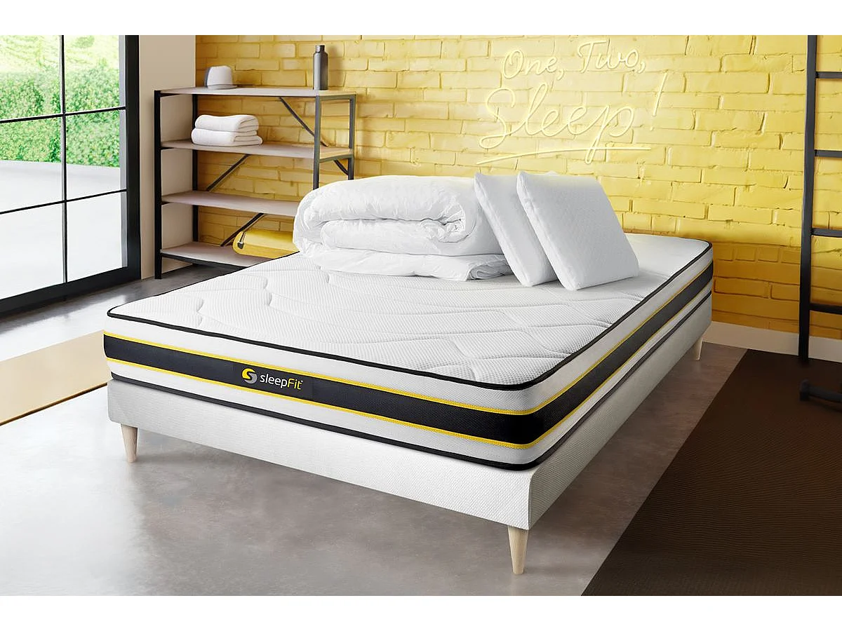 Compleet bedpakket - Matras 140x190 cm + Lattenbodem (kit) + 2 kussens + Dekbed - Flexy