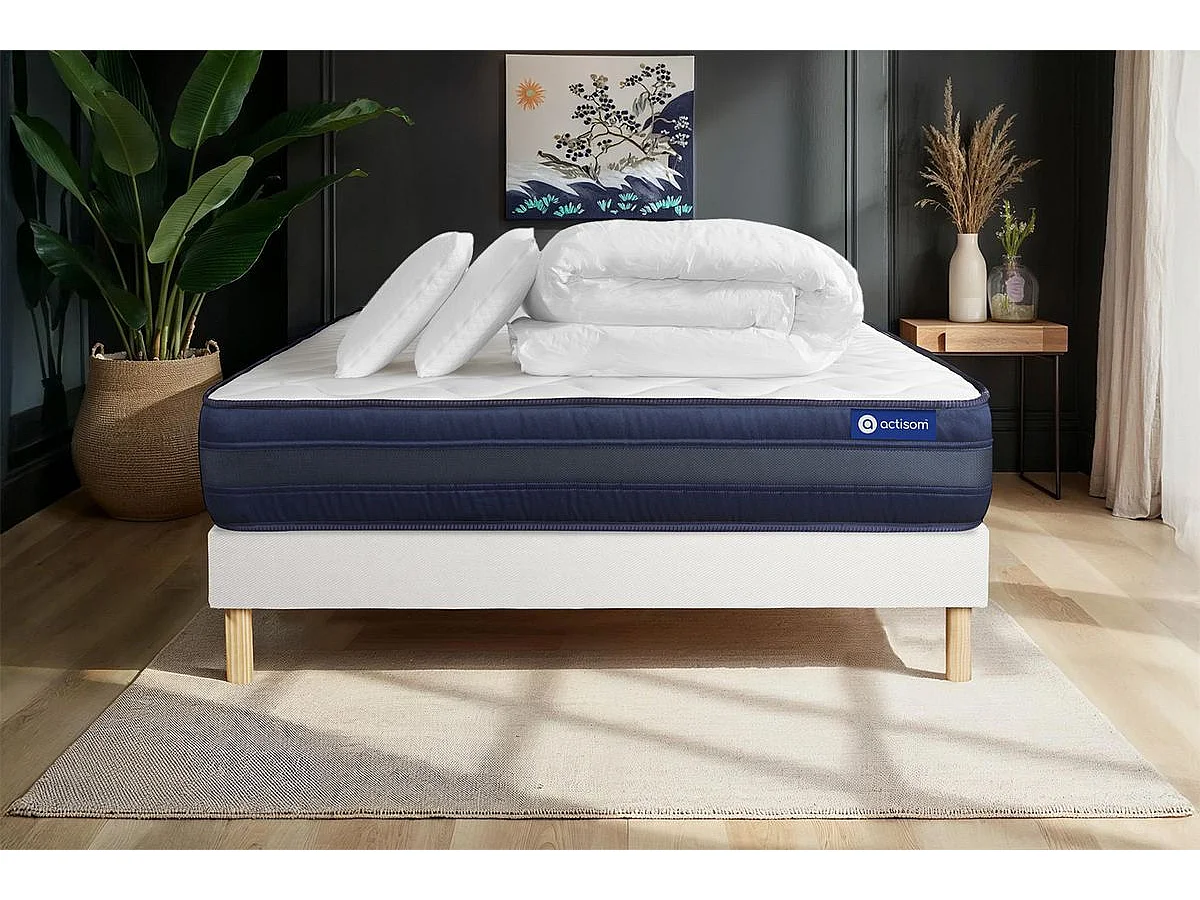 Compleet bedpakket - Matras 200x200 cm + Lattenbodem (kit) + 2 kussens + Dekbed - Actilatex Tech
