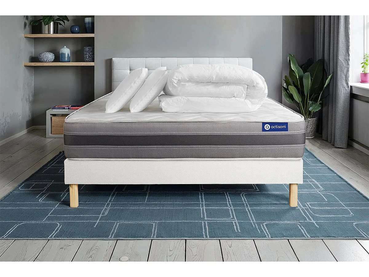 Compleet bedpakket - Matras 160x200 cm + Lattenbodem (kit) + 2 kussens + Dekbed - Actilatex Relax