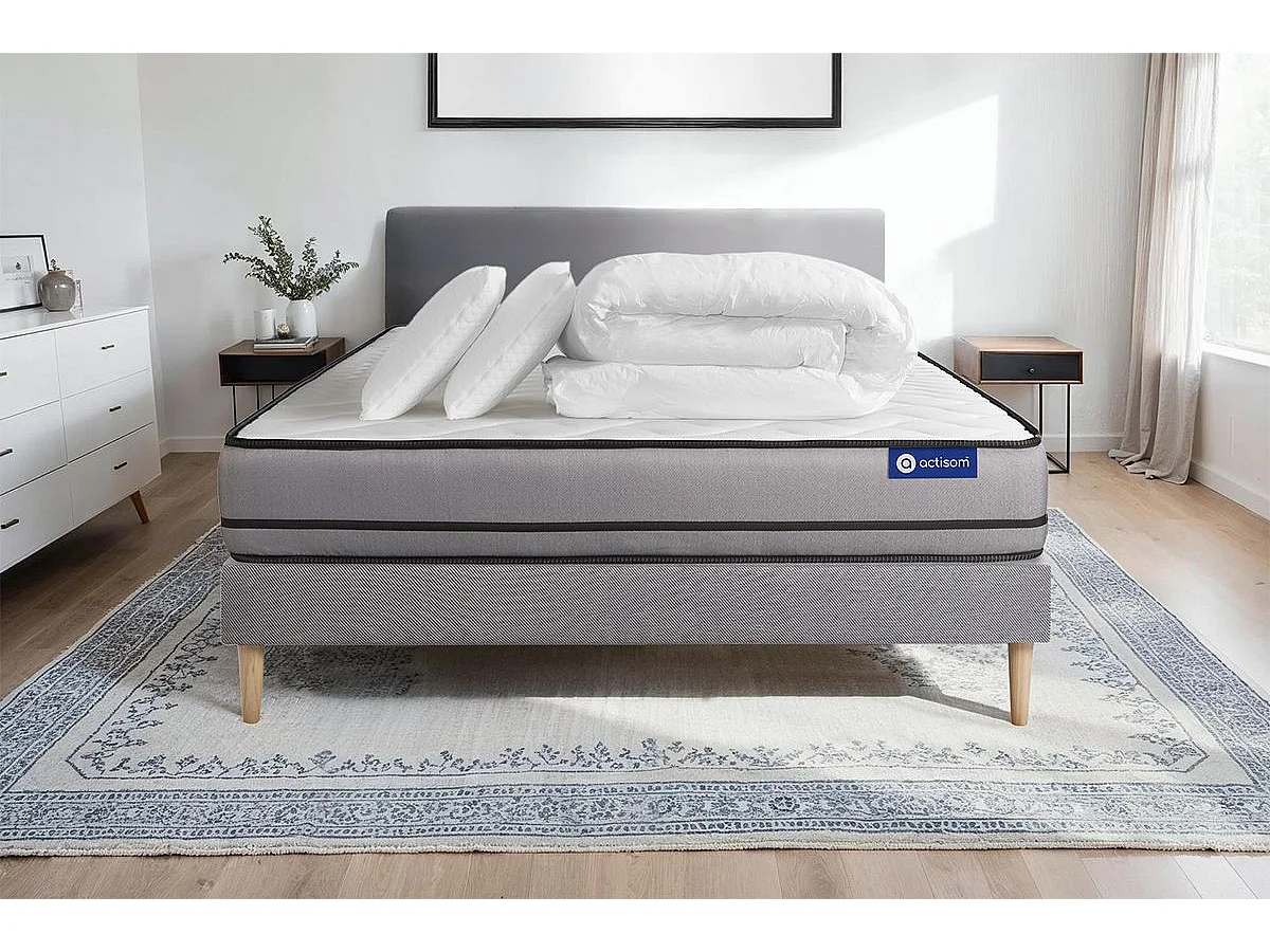 Compleet bedpakket - Matras 180x200 cm + Lattenbodem (kit) + 2 kussens + Dekbed - Actiflex Night