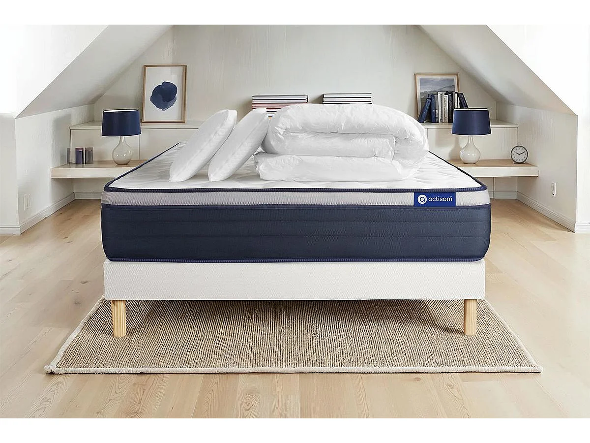 Compleet bedpakket - Matras 140x200 cm + Lattenbodem (kit) + 2 kussens + Dekbed - Actimemo Max