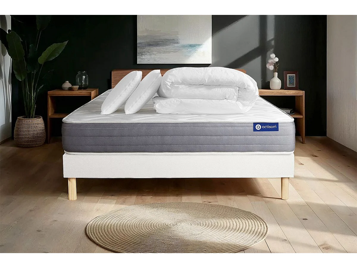 Compleet bedpakket - Matras 140x200 cm + Lattenbodem (kit) + 2 kussens + Dekbed - Actiflex Dream