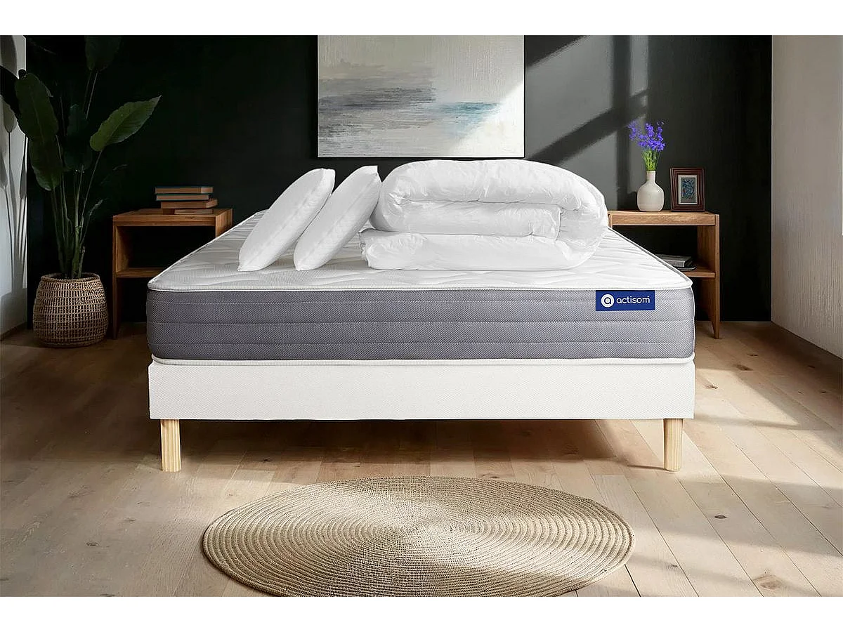 Compleet bedpakket - Matras 160x200 cm + Lattenbodem (kit) + 2 kussens + Dekbed - Actilatex Dream