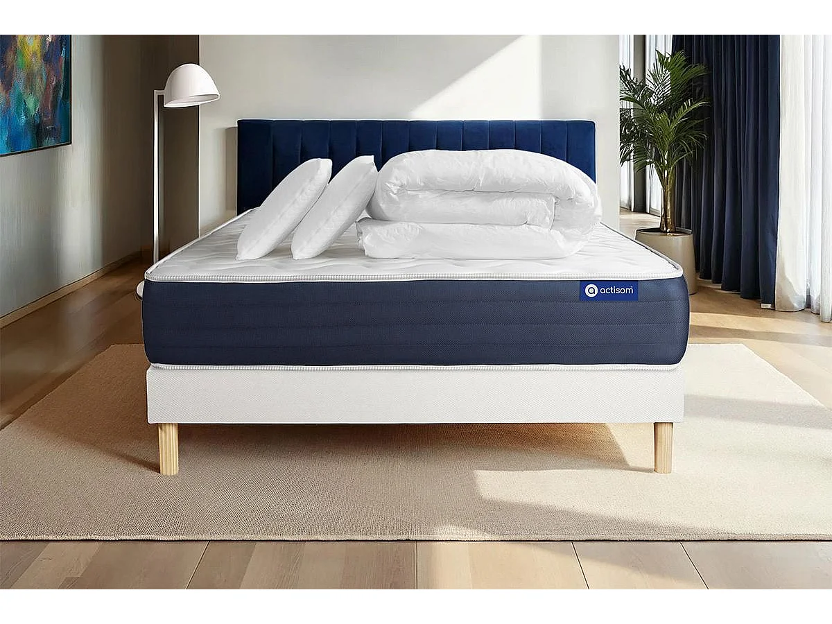Compleet bedpakket - Matras 160x200 cm + Lattenbodem (kit) + 2 kussens + Dekbed - Actilatex Sleep