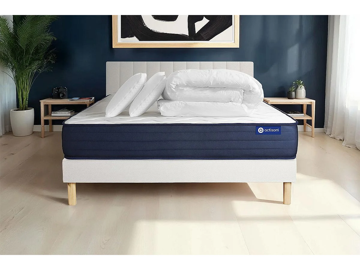 Compleet bedpakket - Matras 140x200 cm + Lattenbodem (kit) + 2 kussens + Dekbed - Actilatex Life
