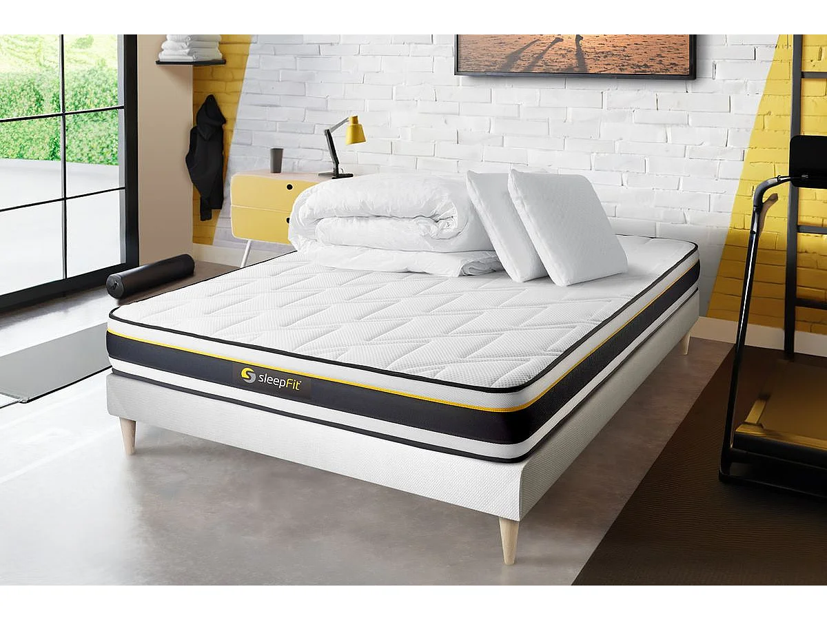 Compleet bedpakket - Matras 160x200 cm + Lattenbodem (set) + 2 kussens + Dekbed - Zacht