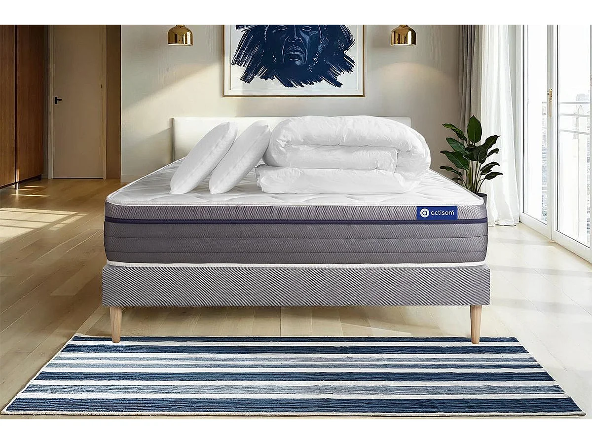 Compleet bedpakket - Matras 180x200 cm + Lattenbodem (kit) + 2 kussens + Dekbed - Actiflex Zen