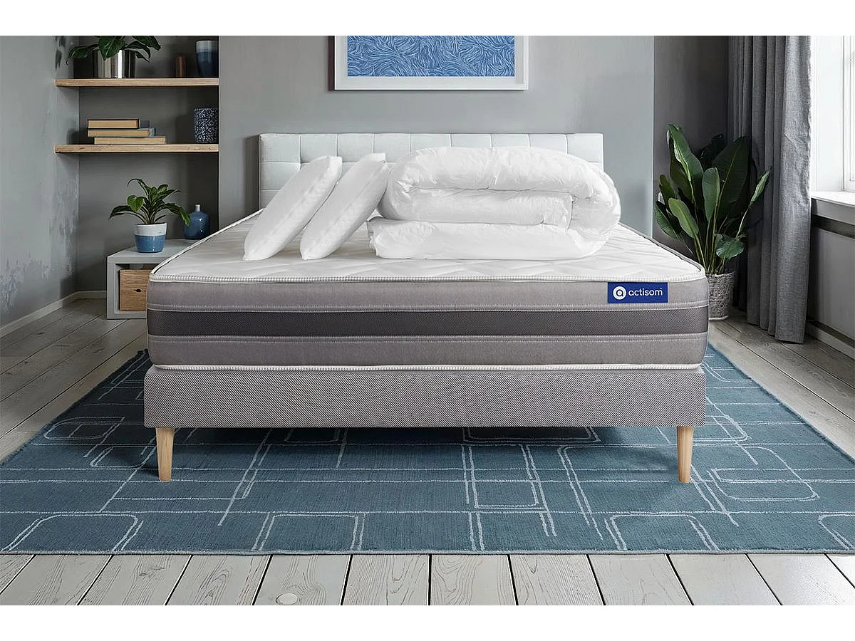 Compleet bedpakket - Matras 140x200 cm + Lattenbodem (kit) + 2 kussens + Dekbed - Actimemo Relax