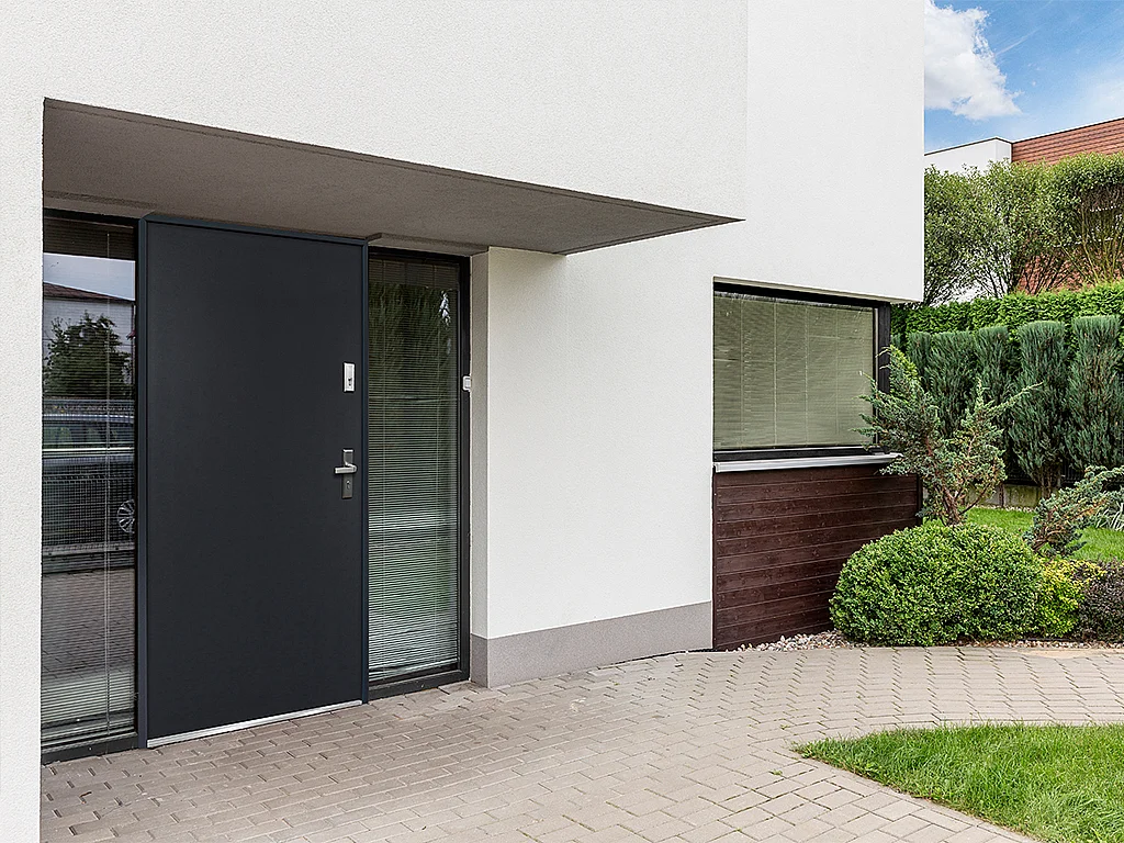 Stalen deur H.207 x B.100 cm antraciet - 55 cm dikte - Draait rechts open - AGUEDA - Koop nu eenvoudig en goedkoop online