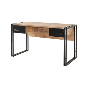 Dbonifaz Bureau, Multifunctioneel Bureau, PC Kantoortafel, Werkblad, 139x60h75 cm, Eiken en Zwart Dbonifaz Bureau, Multifunctioneel Bureau, PC Kantoortafel, Werkblad, 139x60h75 cm, Eiken en Zwart