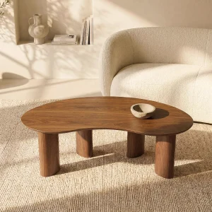 Bijzettafel met walnootfineer – Donker naturel – CALYNOR Bijzettafel met walnootfineer – Donker naturel – CALYNOR