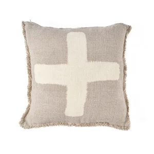 De Ivory Cross Kussensloop – Natuurlijke Wit – 50×50