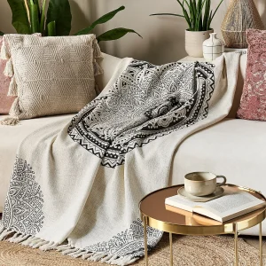 Plaid BERHAMPORE Katoen 130 x 180 cm Beige