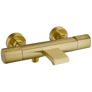 Carra thermostatische bad-douchekraan geborsteld goud – Essebagno Carra thermostatische bad-douchekraan geborsteld goud – Essebagno
