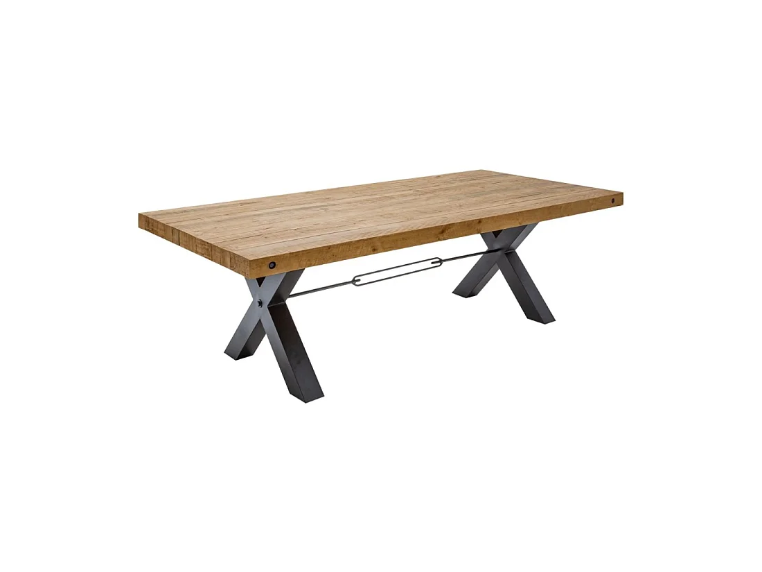 CAVARA – Gerecycled grenen hout en zwart metaal – 240 cm – Industriële stijl