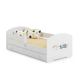 Cama de criança 140 x 70 com gaveta, colchão e estrado incluídos Kobi Luk Airplane Cama de criança 140 x 70 com gaveta, colchão e estrado incluídos Kobi Luk Airplane