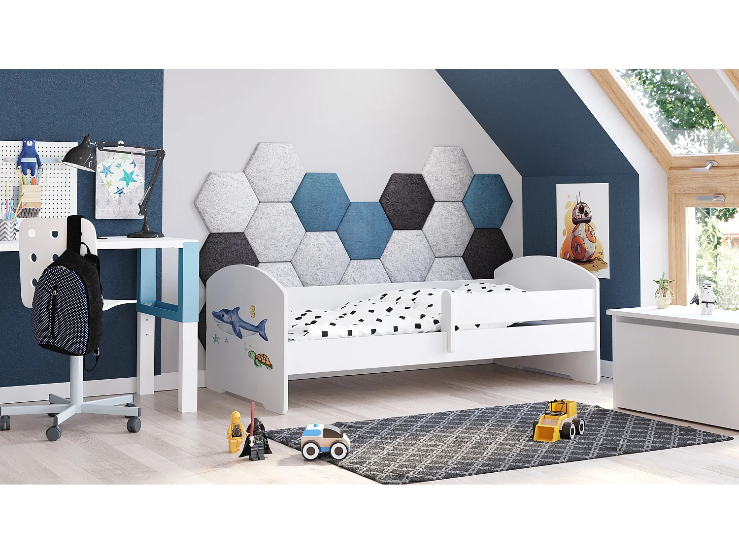 Cama de criança 160 x 80 colchão e estrado incluídos Kobi Luk Shark
