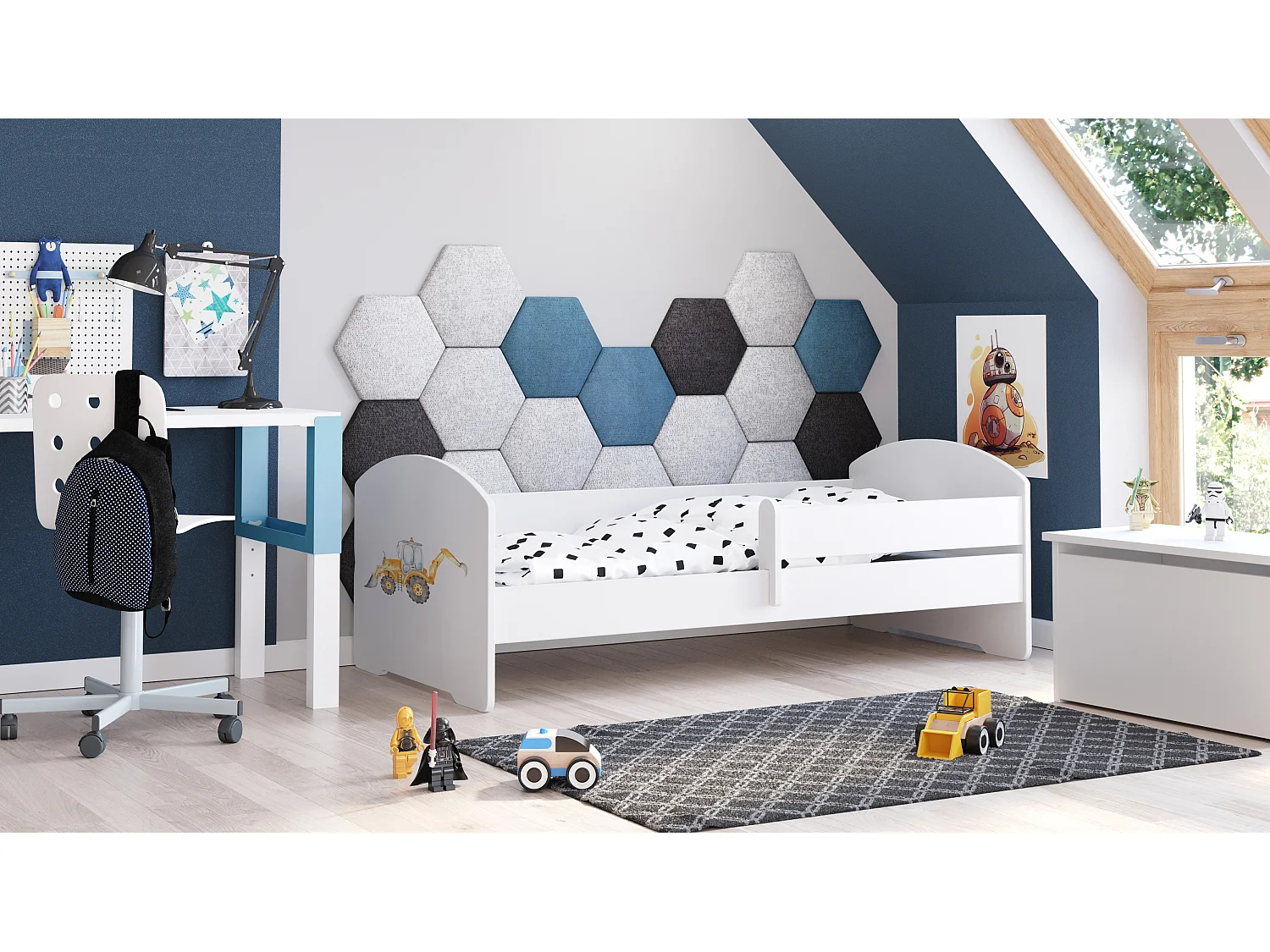 Cama com Colchão Luk Bar KOBI MDF Branco (160x80cm)