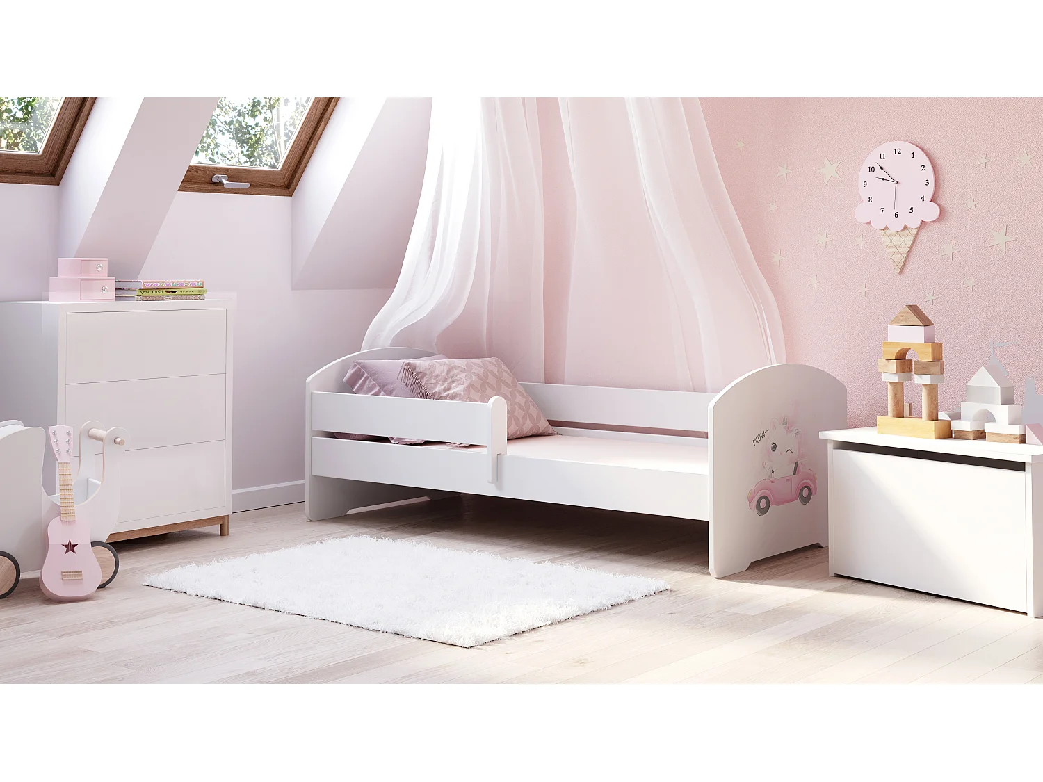 Cama Infantil com Colchão Barreira Segurança Multicor (160x80 cm)