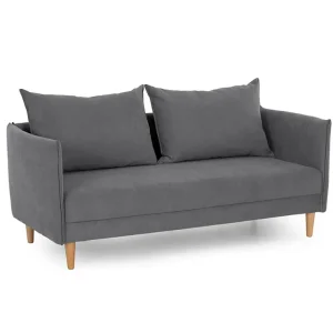 Bank 3 zitplaatsen Lichtgrijs – polyesterstof (187 x 62 x 93 cm) – MELANIE
