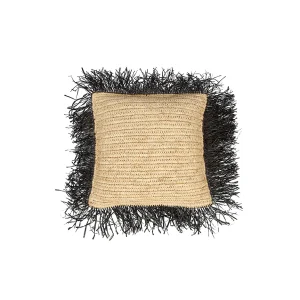 De Raffia Kussenhoes – Naturel Zwart – 40×40 De Raffia Kussenhoes – Naturel Zwart – 40×40
