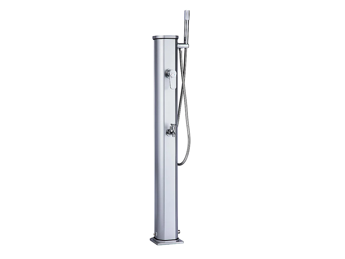 Buitendouche op zonne-energie Jolly Go Formidra 20L 24x26x120cm Aluminium - Afneembare douchekop, mengkraan en voetspoeling 24x26x120cm