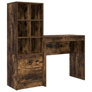 Bureau met lade met plank met opslag 2 pcs Gerookt eiken