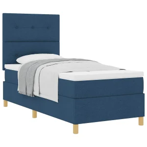 Boxspringbed met matras met hoofdeinde Blauw 100 x 200 cm Stof Boxspringbed met matras met hoofdeinde Blauw 100 x 200 cm Stof