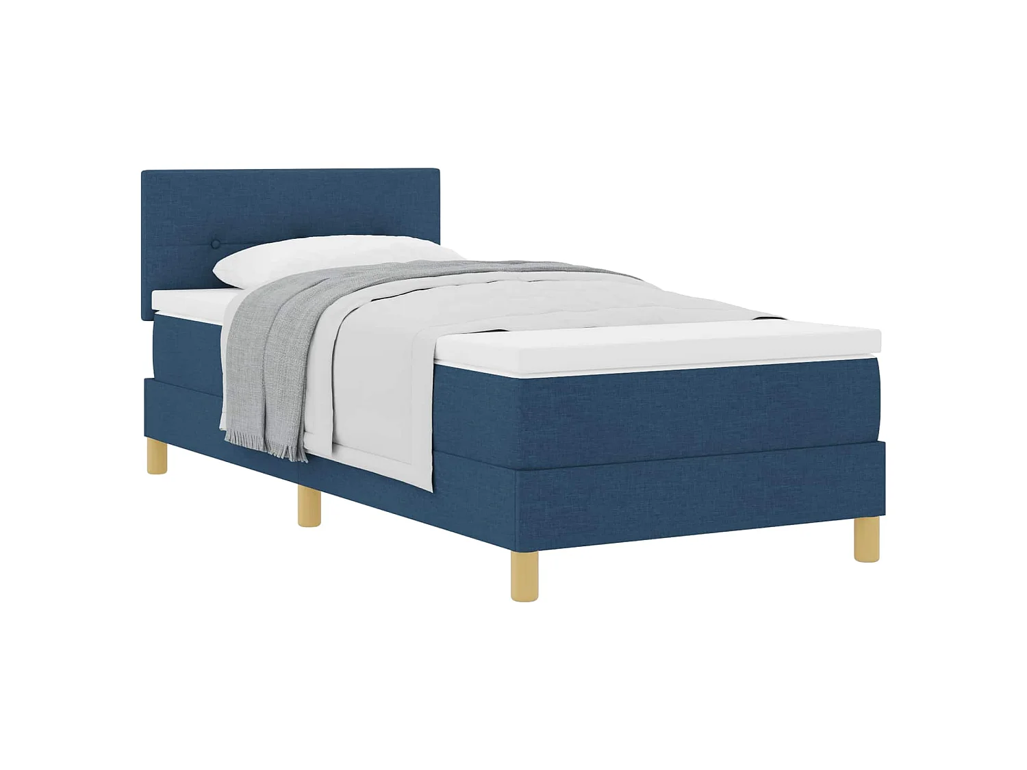 Boxspringbed met kussen met hoofdeinde Blauw 100 x 200 cm Stof