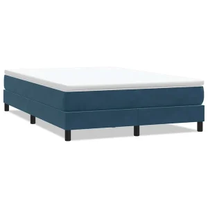 Boxspring zonder matras fluweel donkerblauw 140×220 cm Boxspring zonder matras fluweel donkerblauw 140×220 cm