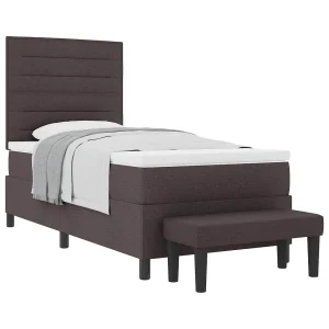 Boxspringbed met hoofdeinde Donkerbruin 100 x 200 cm Stof