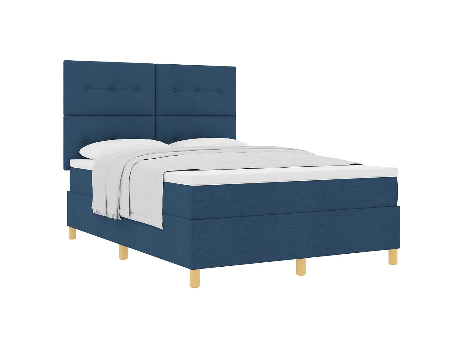 Boxspringbed met matras met hoofdeinde Blauw 140 x 200 cm Stof