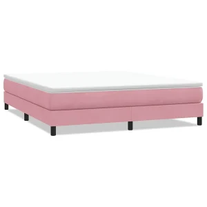 Boxspring zonder matras fluweel roze 180×210 cm