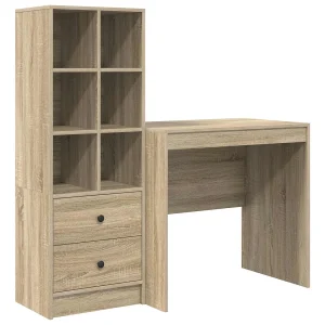 Bureau met lade met plank met opslag 2 pcs Sonoma Eiken