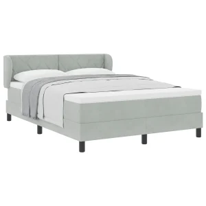 Boxspringbed met hoofdeinde Lichtgrijs 140 x 190 cm Fluweel