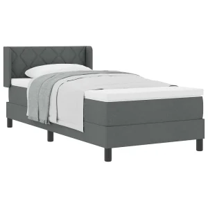 Boxspringbed met hoofdeinde Donkergrijs 190 x 90 cm Stof
