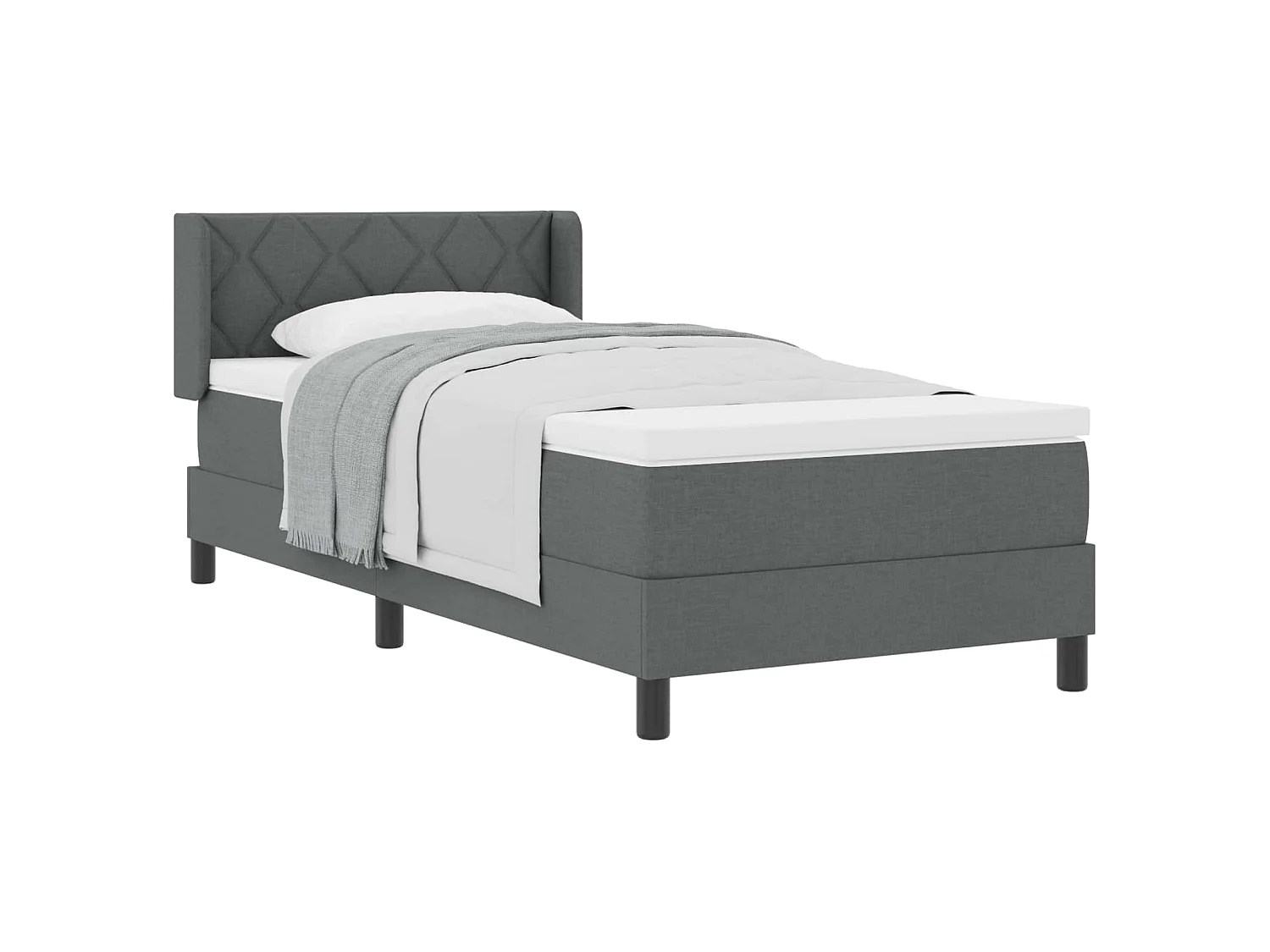 Boxspringbed met hoofdeinde Donkergrijs 190 x 90 cm Stof