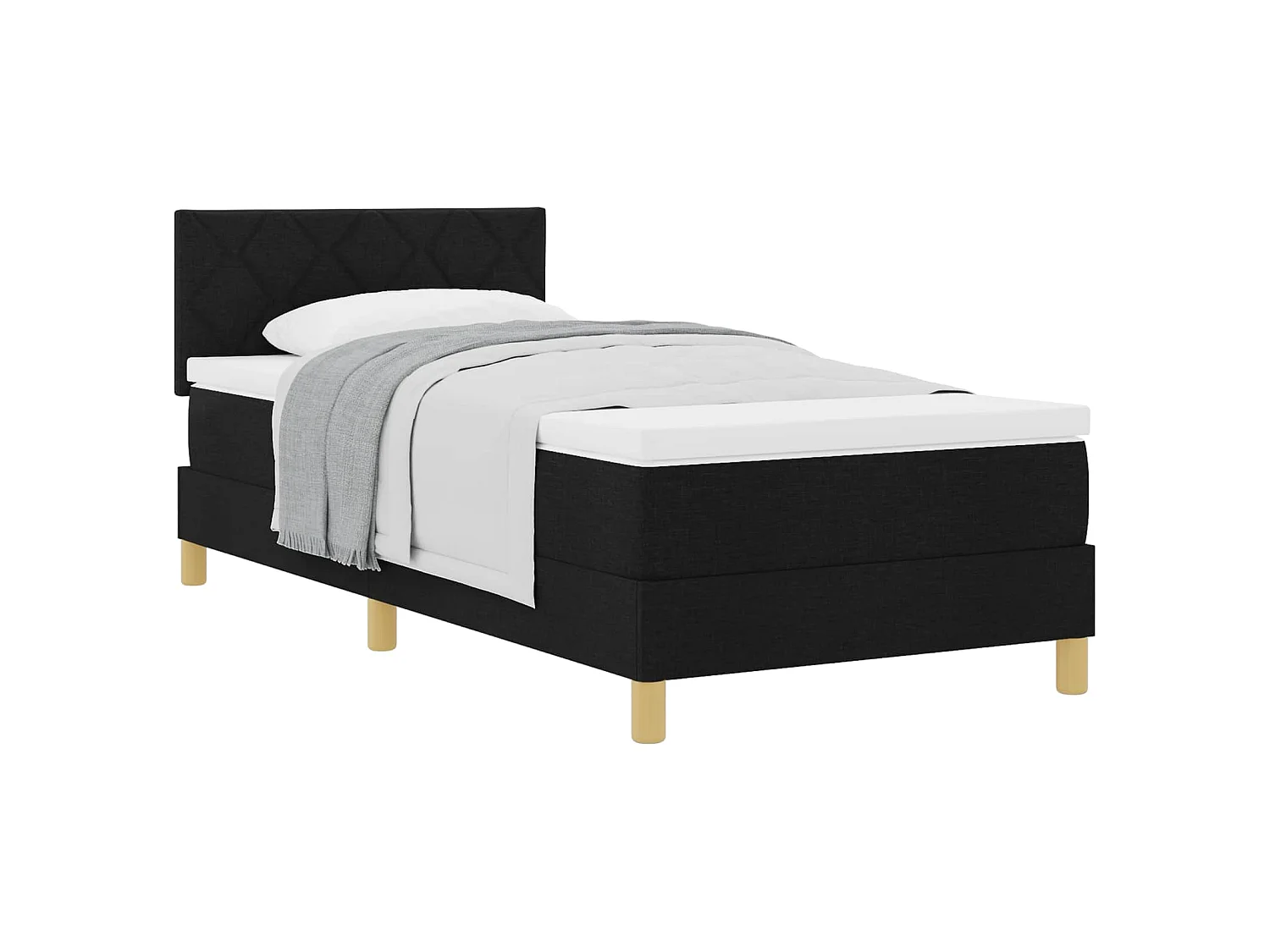 Boxspringbed met kussen met hoofdeinde Zwart 90 x 190 cm Stof