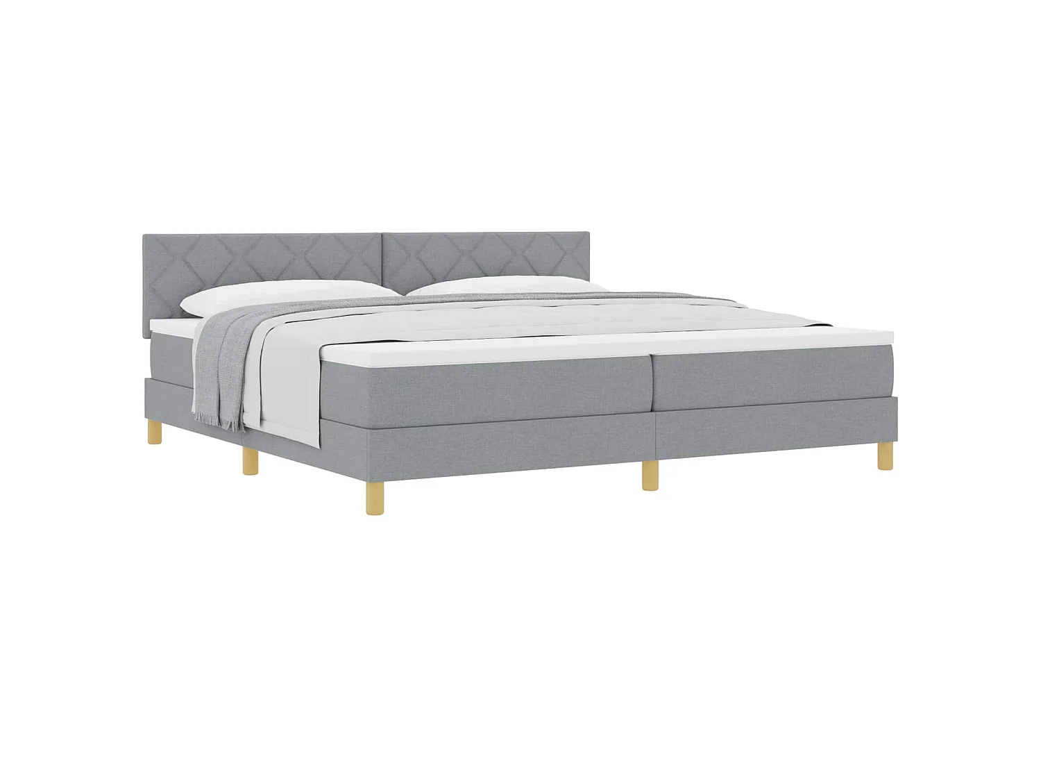 Boxspringbed met kussen Lichtgrijs 200 x 200 cm Stof