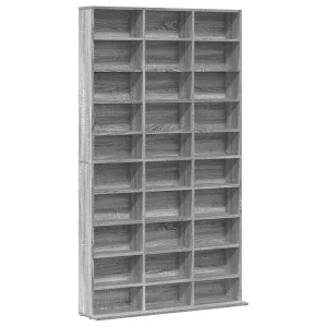 Cd-kast 102x23x177,5 cm bewerkt hout grijs sonoma eikenkleurig
