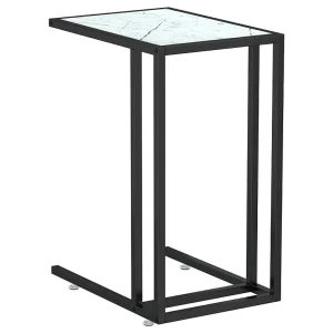 Computer bijzettafel 50x35x65 cm gehard glas witmarmerkleurig Computer bijzettafel 50x35x65 cm gehard glas witmarmerkleurig