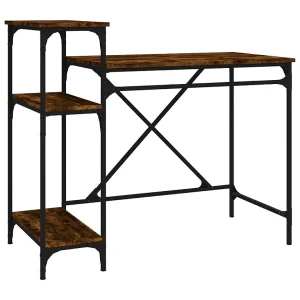Bureau 105x50x90 cm bewerkt hout en ijzer gerookt eikenkleur