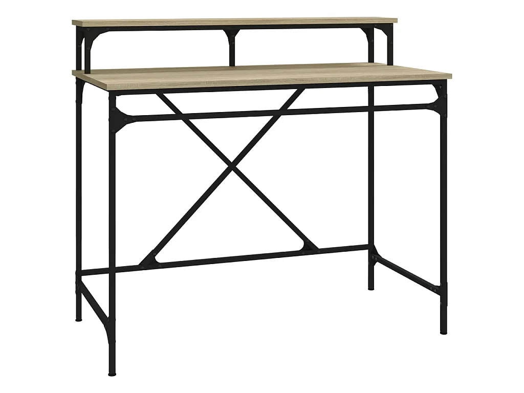 Bureau 100x50x90 cm bewerkt hout en ijzer sonoma eikenkleur