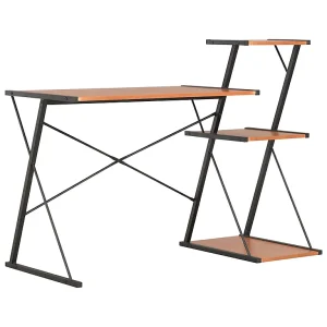 Bureau met schap 116x50x93 cm zwart en bruin Bureau met schap 116x50x93 cm zwart en bruin