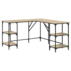 Bureau 139x139x75 cm bewerkt hout sonoma eikenkleurig
