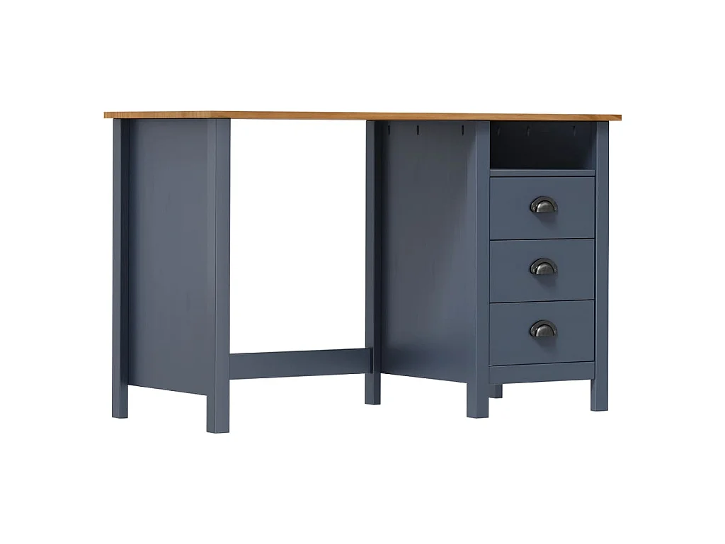 Bureau Hill 3 lades 120x50x74 cm massief grenenhout grijs