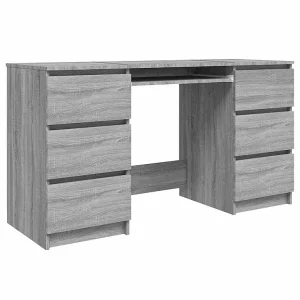 Bureau 140x50x77 cm bewerkt hout grijs sonoma eikenkleurig Bureau 140x50x77 cm bewerkt hout grijs sonoma eikenkleurig